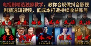 电视剧精选独家教学,教你合规做抖音影视剧精选短视频,低成本打造持续收益账号-21资源库