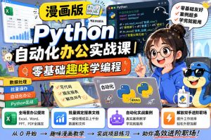 漫画版Python自动化办公实战课|零基础趣味学编程,全场景办公提效、批量搞定报表文档、解放双手进阶职场-21资源库