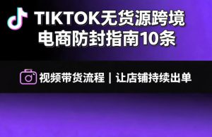 TIKTOK无货源跨境电商防封指南10条➕视频带货流程让自己的店铺持续出单【文档】-21资源库