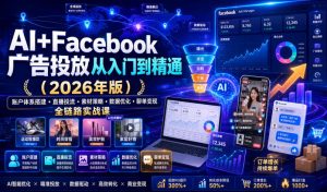 AI+Facebook广告投放从入门到精通(2026年版)|账户体系搭建・直播投流・素材策略・数据优化・聊单变现全链路实战课-21资源库