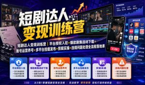 短剧达人变现训练营｜平台授权入驻+爆款剧集选材下载+账号运营养号+多平台挂载发布+剪辑实操+违规问题处理全流程落地课-21资源库