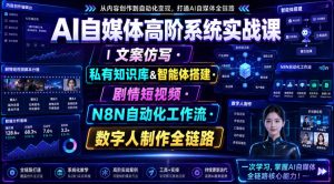 AI自媒体高阶系统实战课｜文案仿写・私有知识库&智能体搭建・剧情短视频・N8N自动化工作流・数字人制作全链路-21资源库