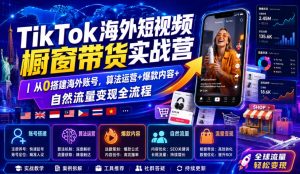 TikTok海外短视频橱窗带货实战营|从0搭建海外账号,算法运营+爆款内容+自然流量变现全流程-21资源库