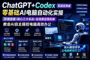ChatGPT+Codex实战应用课｜零基础AI电脑自动化实操，环境搭建+核心三大实战+全场景应用拓展，教会AI自主操控电脑高效办公-21资源库
