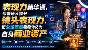 表现力精华课，帮普通人提升镜头表现力，把公域流量稳稳转化为自身商业资产-21资源库