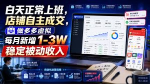 白天正常上班,店铺自主成交,做多多虚拟每月新增1-3W稳定被动收入【揭秘】-21资源库