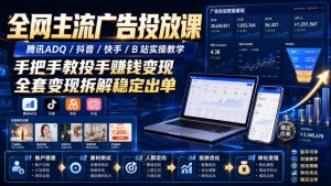 全网主流广告投放课,腾讯ADQ / 抖音 / 快手 / B 站实操教学,手把手教投手赚钱变现,全套变现拆解稳定出单-21资源库