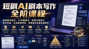 短剧AI剧本写作全阶课程|标准剧本格式、AI写剧指令、投稿过稿技巧、网文改编、主线剧情把控、审稿避坑全套实操教学-21资源库