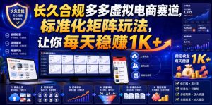 长久合规多多虚拟电商赛道,标准化矩阵玩法,让你每天稳賺1K+【揭秘】-21资源库
