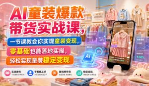 AI童装爆款带货实战课，一节课教会你实现童装变现，零基础也能落地实操-21资源库
