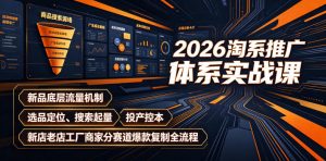 2026淘系推广体系实战课|新品底层流量机制、选品定位、搜索起量、投产控本、新店老店工厂商家分赛道爆款复制全流程(更新)-21资源库