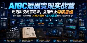AIGC短剧变现实战营|吃透影视底层逻辑,搭建专业导演思维,剧本创作+视听分镜+AI成片剪辑+去AI质感全链路变现教学-21资源库