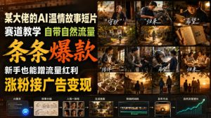 某大佬的AI温情故事短片赛道教学，自带自然流量，条条爆款，新手也能蹭流量红利，涨粉接广告变现-21资源库