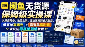 闲鱼无货源保姆级实操课|从新店筹备、选品上架、定价策略到发货售后,低客单高曝光+高客单高利润双玩法零基础落地教程-21资源库