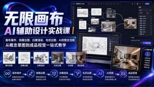 无限画布AI辅助设计实战课|画布操作、线稿出图、白模渲染、毛坯出图、AI改图全流程,从概念草图到成品视觉一站式教学-21资源库