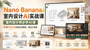 Nano Banana室内设计AI实战课,室内设计师必学AI课,用无限画布快速出效果图、做设计视频-21资源库