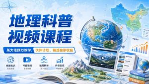 地理科普视频课程,某大佬倾力教学,伙伴计划、精选独家收益-21资源库