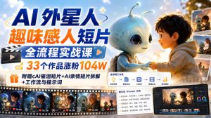 AI外星人趣味感人短片全流程实战课，33个作品涨粉104W，附赠AI催泪短片+AI亲情短片拆解+工作流与提示词-21资源库