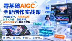 零基础AIGC全能创作实战课|AI绘画设计、AI视频生成、数字人制作、智能剪辑、AI音乐文案全工具落地教程-21资源库
