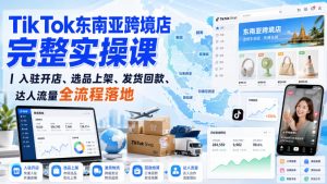 TikTok东南亚跨境店完整实操课｜入驻开店、选品上架、发货回款、达人流量全流程落地-21资源库