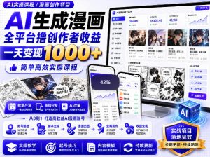 AI生成漫画全平台撸创作者收益内部课程,实操最高单日变现1k+-21资源库