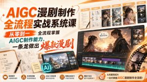 AIGC漫剧制作全流程实战系统课，从零到一全流程掌握AIGC制作能力，一条龙做出爆款漫剧-21资源库
