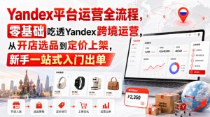 Yandex平台运营全流程，零基础吃透Yandex跨境运营，从开店选品到定价上架，新手一站式入门出单-21资源库