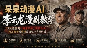 呆呆动漫AI李云龙漫剧教学,从人设复刻、脚本改编、画面生成、动态配音到剪辑全流程一节课讲透-21资源库