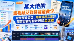 某大佬的短视频泛财经赛道教学，财经细分定位、爆款选题文案到配音剪辑与特效拆解全流程-21资源库
