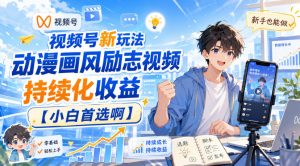 视频号新玩法动漫画风励志视频，持续化收益【小白首选啊】-21资源库