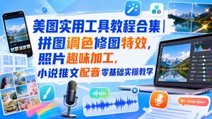 美图实用工具教程合集|拼图调色修图特效,照片趣味加工,小说推文配音零基础实操教学-21资源库