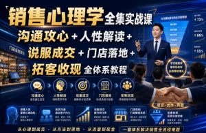销售心理学全集实战课｜沟通攻心+人性解读+说服成交+门店落地+拓客收现全体系教程-21资源库