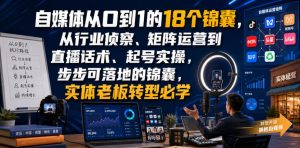自媒体从0到1的18个锦囊,从行业侦察、矩阵运营到直播话术、起号实操,步步可落地的锦囊,实体老板转型必学-21资源库