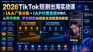 2026TikTok短剧出海实战课|IAA广告分账+IAP付费变现双模式,从账号搭建、平台规则到回款全流程落地教程-21资源库