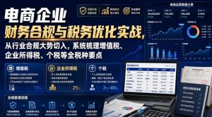 电商企业财务合规与税务优化实战，从行业合规大势切入，系统梳理增值税、企业所得税、个税等全税种要点-21资源库