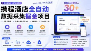 携程酒店采集挂G项目,批量可矩阵,单机轻松日入300+,开启你的睡后收入模式!【揭秘】-21资源库