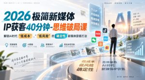 2026极简新媒体IP获客40分钟-思维破局课,解锁Ai时代“低成本”、“低风险”的确定性新媒体获客打法-21资源库