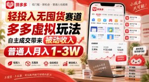 轻投入无囤货赛道,多多虚拟玩法自主成交带来被动收入,普通人月入1-3W-21资源库