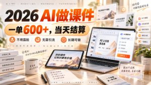 2026 AI做课件,一单600+,当天结算,不用露脸,无需引流,长期可做【揭秘】-21资源库