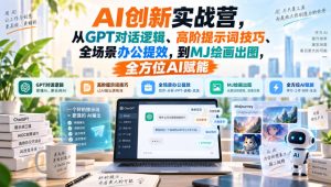 AI创新实战营，从GPT对话逻辑、高阶提示词技巧、全场景办公提效，到MJ绘画出图，全方位AI赋能-21资源库