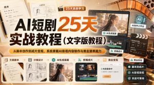 AI短剧25天实战教程(文字版教程),从脚本创作到成片变现,系统掌握AI影视内容制作与商业接单能力-21资源库